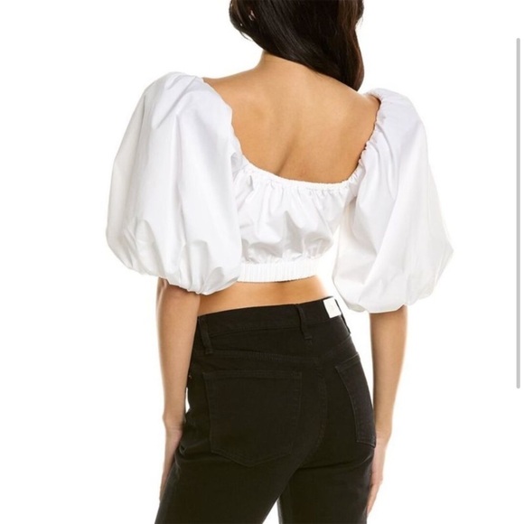 NWT Jason Wu Cropped White Puff Sleeve Sweetheart Top - Picture 2 of 8